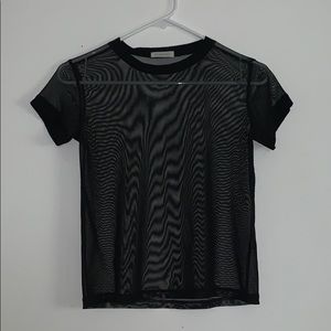 See through black crop top